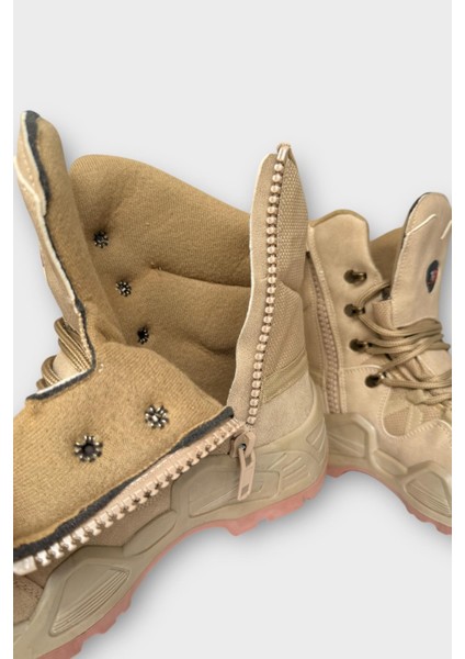 Kışlık Çöl Botu Taktikal Su Geçirmez ve Kaymaz Taban Erkektrekking & Outdoor Bot Bej