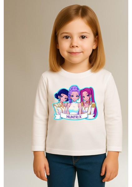Kpop Demon Hunters Huntrix Uzun Kollu Baskılı Kız Çocuk Tişört (4-13 Yaş) modelleri