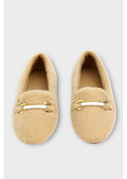 Yumuşak Peluş Ses Yapmaz Hafif Taban Kadın Ev Babeti Panduf Bej indirimleri