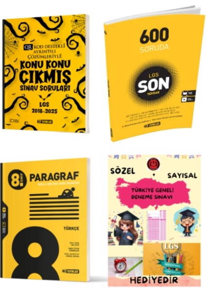 8. Sınıf Konu Konu Çıkmış Sınav Soruları - 600 Soruda Lgs Son Tekrar - Paragraf Soru Bankası ve Hediye