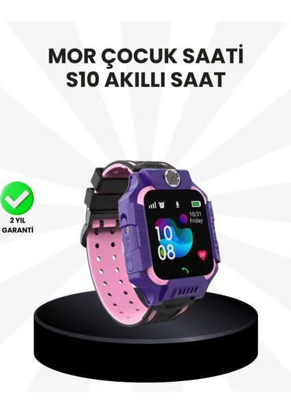 S10 Akıllı Çocuk Saati Mor Model Çift Yönlü Konuşma ve Sos Fonksiyonu