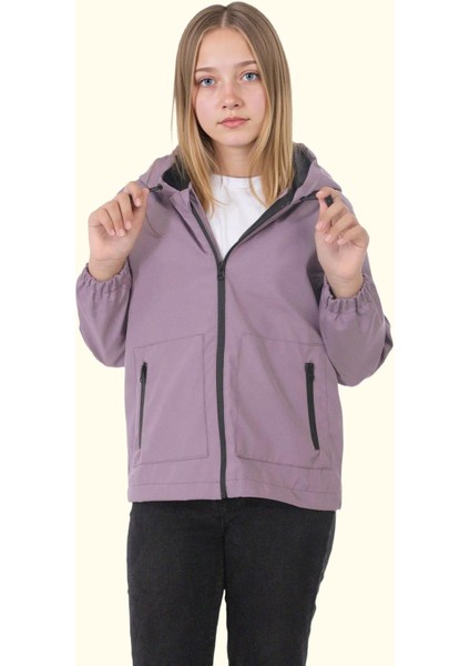 Kız Çocuk Astarlı Su ve Rüzgar Geçirmez Kapüşonlu Çift Fermuarlı Yağmurluk fiyatları