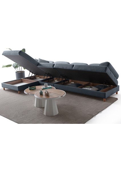 Aries Yataklı Sandıklı Piyonlu Köşe Takımı Mavi Sol Köşe indirimleri