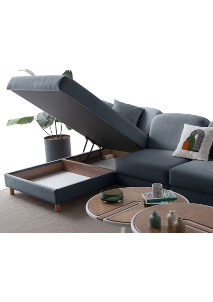 Aries Yataklı Sandıklı Piyonlu Köşe Takımı Mavi Sol Köşe