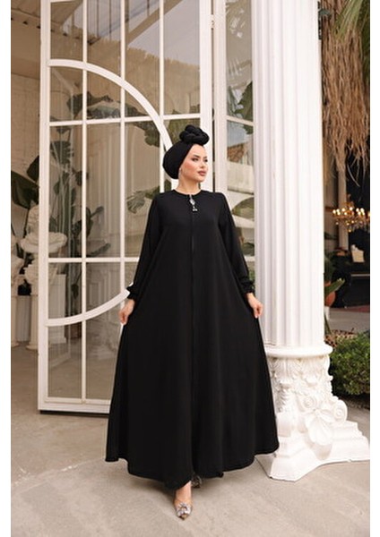 Mevlana Ferace Kadın Medine İpeği Uzun Kol Yuvarlak Yaka Şık Tasarım indirimleri