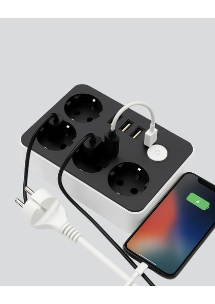 3 USB Çıkışlı 4’lü Akıllı Priz 2500W 2 Metre Kablo indirimleri
