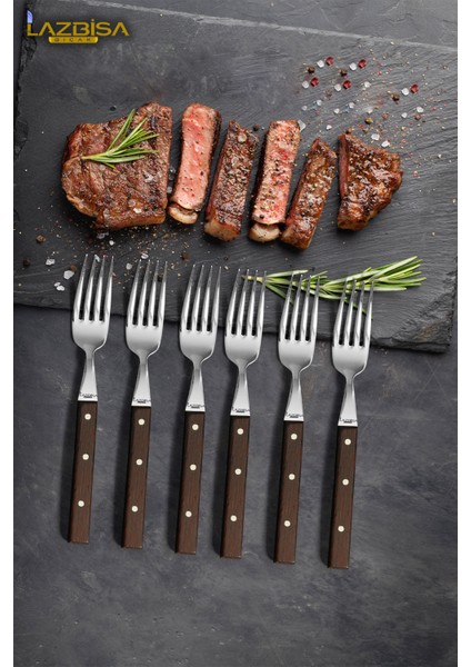 Hand Craft Serisi Steak Et Yemek Çatalı Kahvaltı Çatalı 6 Lı Set Mutfak Çatal Seti Hds-70
