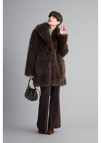 Regular Fit Fermuarlı Suni Kürk Mont F3396AX25WN fiyatları