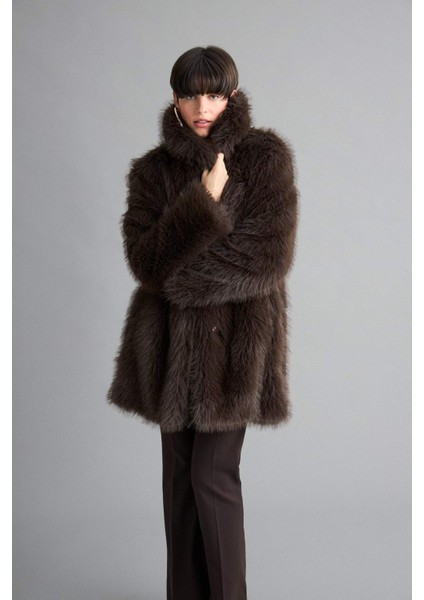 Regular Fit Fermuarlı Suni Kürk Mont F3396AX25WN modelleri