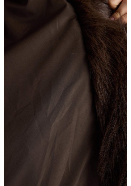 Regular Fit Fermuarlı Suni Kürk Mont F3396AX25WN