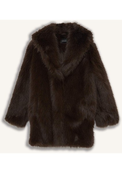 Regular Fit Fermuarlı Suni Kürk Mont F3396AX25WN