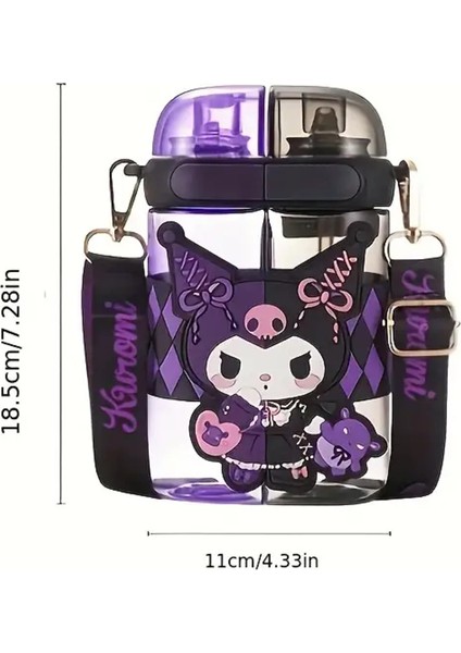 Çocuk Suluk Matara 640ML Askılı Kuromi Figürlü Iki Bölmeli Kapak Plastik AD1148 fiyatları