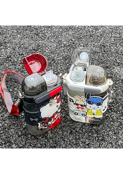 Çocuk Suluk Matara 640ML Askılı Kuromi Figürlü Iki Bölmeli Kapak Plastik AD1148 modelleri