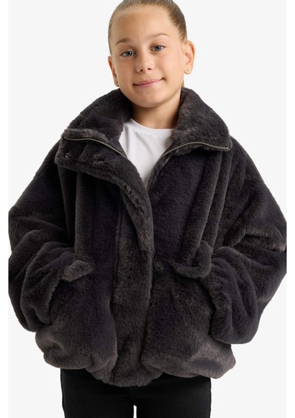 Kız Çocuk Fermuarlı Cepli Pelüş Mont F0788A825AU modelleri