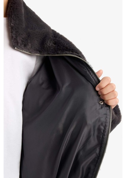 Kız Çocuk Fermuarlı Cepli Pelüş Mont F0788A825AU