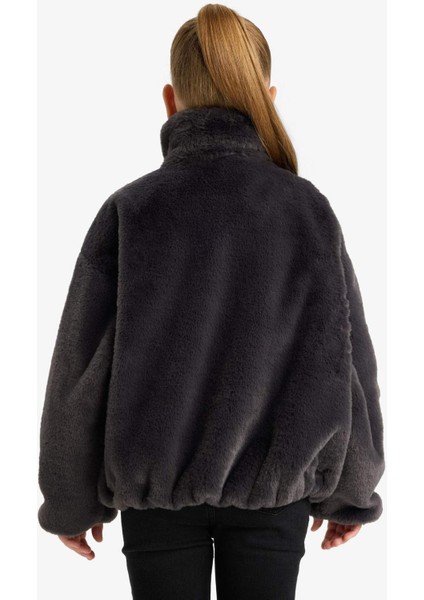 Kız Çocuk Fermuarlı Cepli Pelüş Mont F0788A825AU