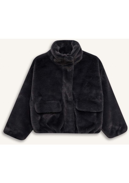 Kız Çocuk Fermuarlı Cepli Pelüş Mont F0788A825AU