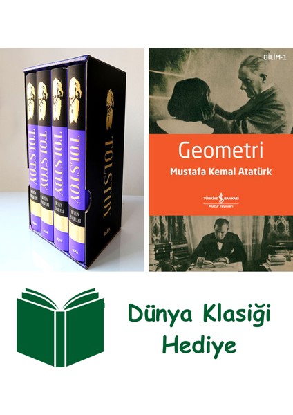 Savaş ve Barış 1-2-3-4 (Ciltli) + Geometri + Dünya Klasiği Hediye