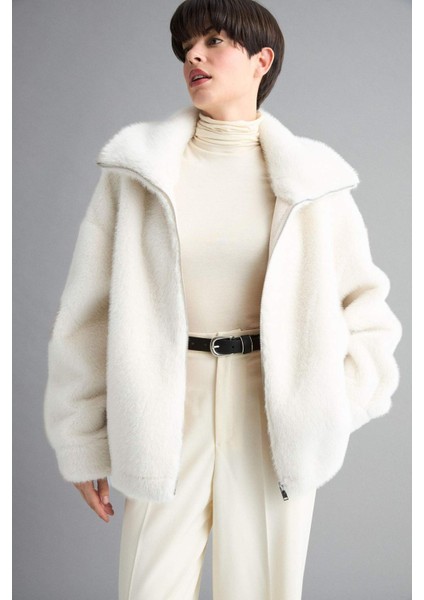 Regular Fit Fermuarlı Suni Kürk Mont F3396AX25WN modelleri