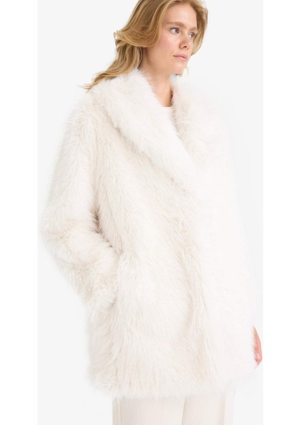 Regular Fit Fermuarlı Suni Kürk Mont F3396AX25WN