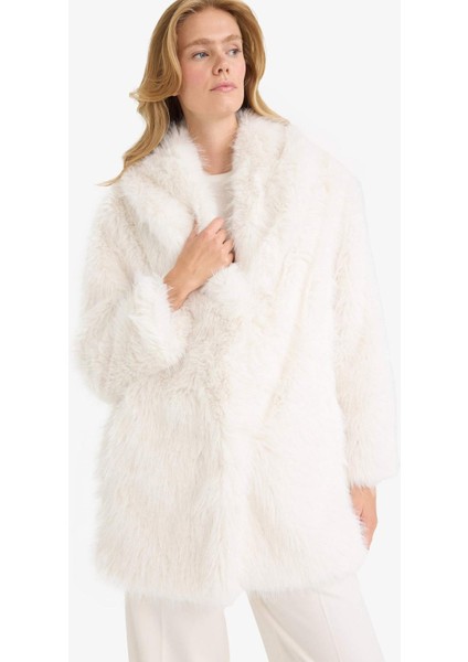 Regular Fit Fermuarlı Suni Kürk Mont F3396AX25WN