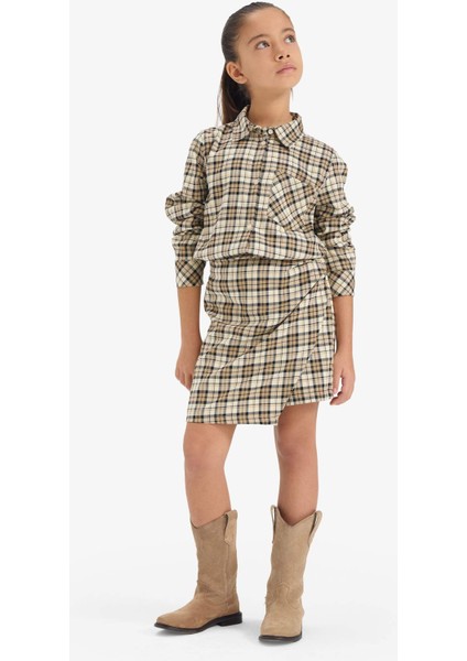 Kız Çocuk Pamuklu Kareli Şort Etek G1899A825AU