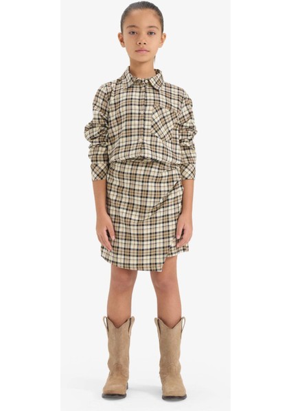 Kız Çocuk Pamuklu Kareli Şort Etek G1899A825AU fiyatları