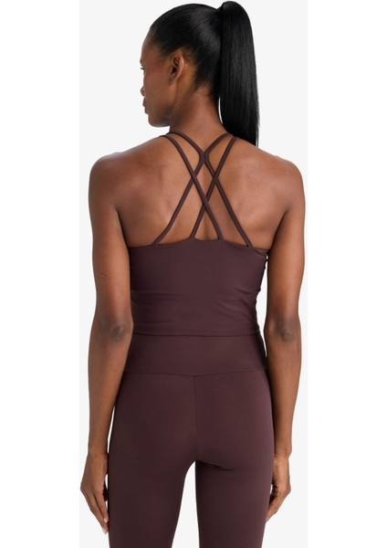 Fit Bisiklet Yaka Pedli İç Göstermez Esnek Kumaş Uzun Sporcu Sütyeni F4944AX25AU
