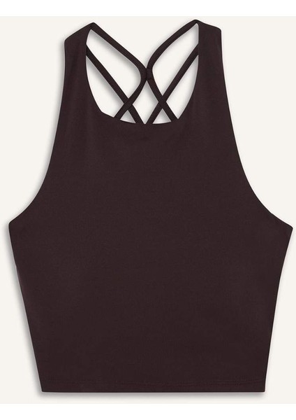 Fit Bisiklet Yaka Pedli İç Göstermez Esnek Kumaş Uzun Sporcu Sütyeni F4944AX25AU