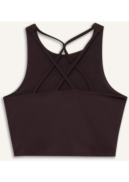 Fit Bisiklet Yaka Pedli İç Göstermez Esnek Kumaş Uzun Sporcu Sütyeni F4944AX25AU