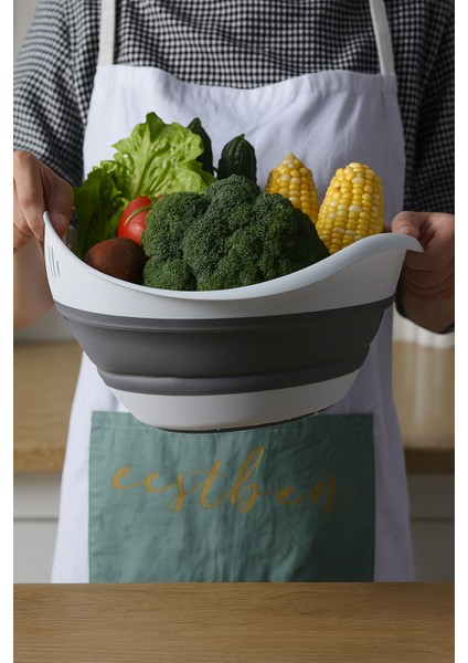 Yer Kaplamaz Katlanabilir Pirinç Bakliyat ve Yıkama Süzgeci - Meyve Sebze Yıkama - Akordiyon Kap indirimleri