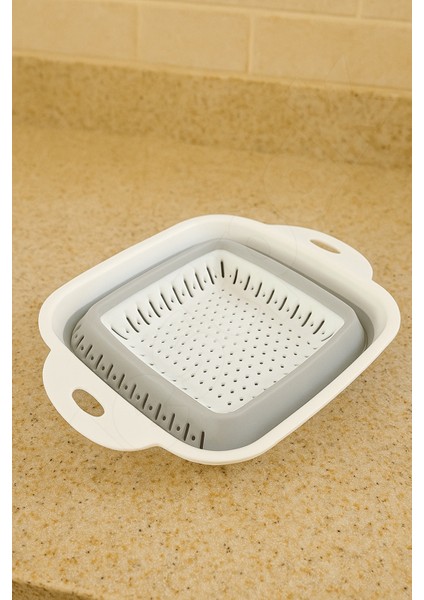 Yer Kaplamaz Katlanır Kare Süzgeç - Katlanabilir Kare Yıkama Süzgeci - Akordiyon Pirinç Süzgeci indirimleri