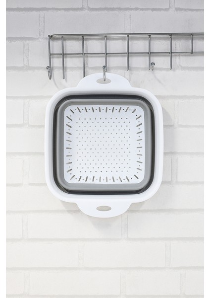 Yer Kaplamaz Katlanır Kare Süzgeç - Katlanabilir Kare Yıkama Süzgeci - Akordiyon Pirinç Süzgeci