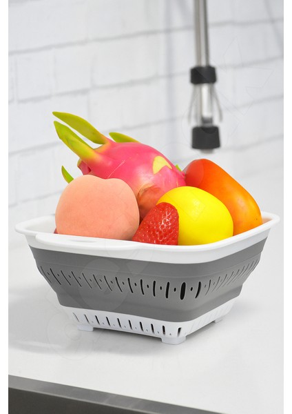 Yer Kaplamaz Katlanır Kare Süzgeç - Katlanabilir Kare Yıkama Süzgeci - Akordiyon Pirinç Süzgeci