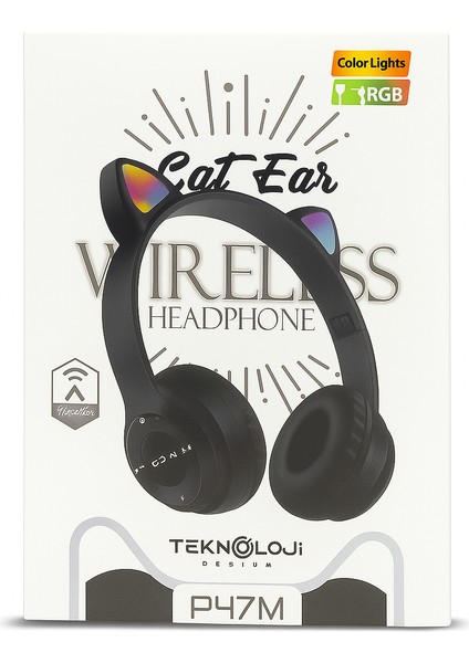 LED Işıklı STN28 Kedi Kulak Bluetooth Wireless Kulaklık Kedi Kulak Sevimli Kablosuz Bluetooth 5.0 LED Işıklı Kedili Şık Kulaküstü Kulaklık Kız Çocuk Kulaklık