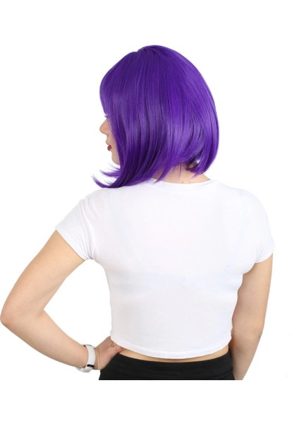 Küt Kahküllü Fiber Sentetik Peruk - Mor modelleri