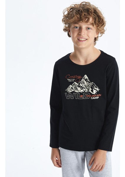 Yeni Sezon Bisiklet Yaka Erkek Çocuk Pijama Takımı