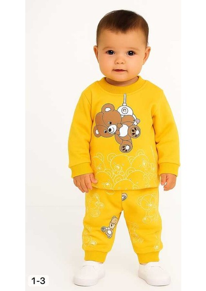 Sarı Ayıcık 1-2-3 Yaş Çocuk Alt Üst Takım Pijama Takım
