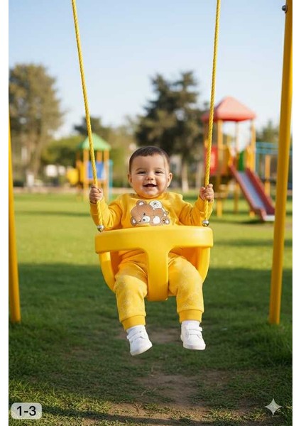 Sarı Ayıcık 1-2-3 Yaş Çocuk Alt Üst Takım Pijama Takım