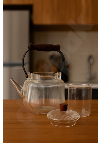 Akasya Kapaklı ve Üstten Saplı Yuvarlak Cam Demlik - Isıya Dayanıklı - Cam Demlikli - Cam Kapaklı fiyatları