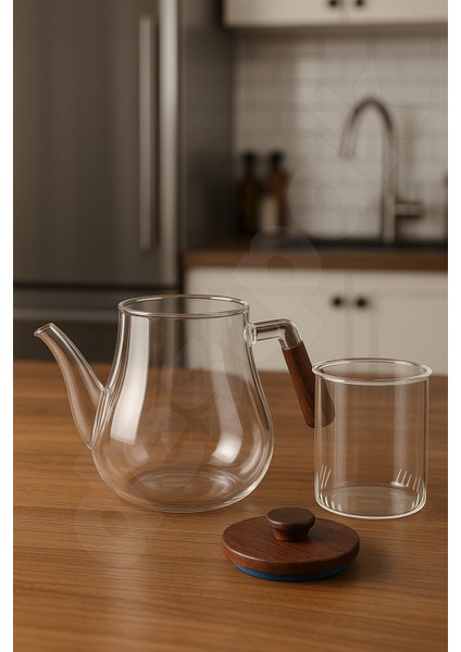 Akasya Kapaklı ve Saplı Yuvarlak Cam Demlik - Isıya Dayanıklı - Cam Demlikli - Akasya Kapaklı fiyatları