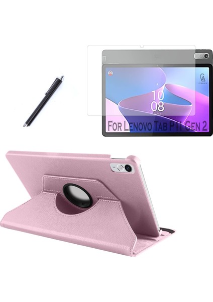 Lenovo Tab P11 2.nesil 11.5 Inç TB-350FU Kılıf Dönebilen Standlı Tablet Kılıfı + Ekran Koruyucu + Kalem