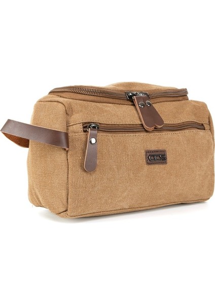 Şıklıkta Sınır Tanımayan Çanta Su Geçirmez Kanvas Kumaş Traş ve Makyaj El Çantası Camel modelleri