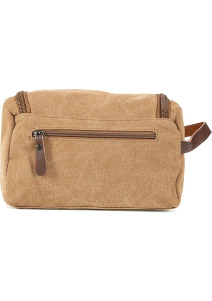 Şıklıkta Sınır Tanımayan Çanta Su Geçirmez Kanvas Kumaş Traş ve Makyaj El Çantası Camel fırsatları