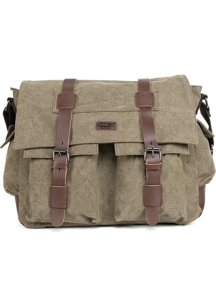 Pratik Kullanımın Adı Su Geçirmez Ve Çok Fonksiyonlu 15,6 İnc Laptop Bölmeli Postacı Çantası Haki