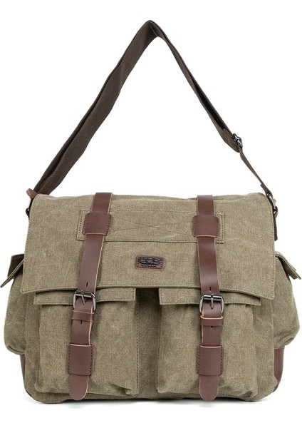 Pratik Kullanımın Adı Su Geçirmez Ve Çok Fonksiyonlu 15,6 İnc Laptop Bölmeli Postacı Çantası Haki fiyatları