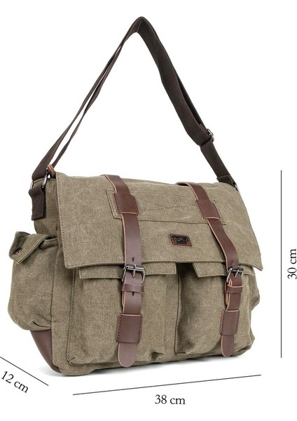 Pratik Kullanımın Adı Su Geçirmez Ve Çok Fonksiyonlu 15,6 İnc Laptop Bölmeli Postacı Çantası Haki modelleri