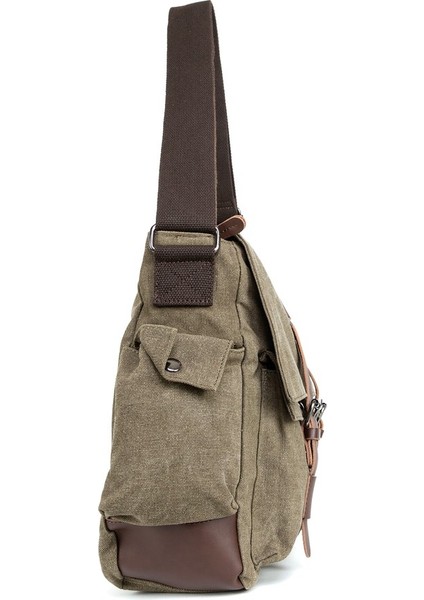 Pratik Kullanımın Adı Su Geçirmez Ve Çok Fonksiyonlu 15,6 İnc Laptop Bölmeli Postacı Çantası Haki fırsatları