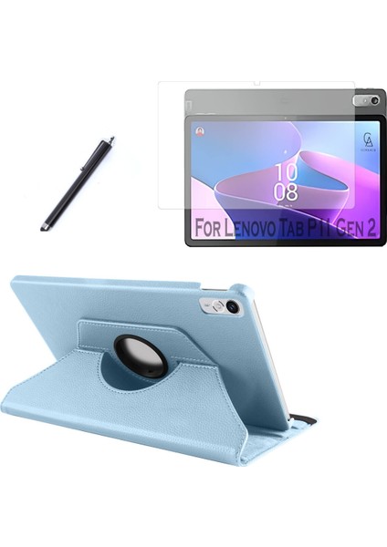 Lenovo Tab P11 2.nesil 11.5 Inç TB-350FU Kılıf Dönebilen Standlı Tablet Kılıfı + Ekran Koruyucu + Kalem