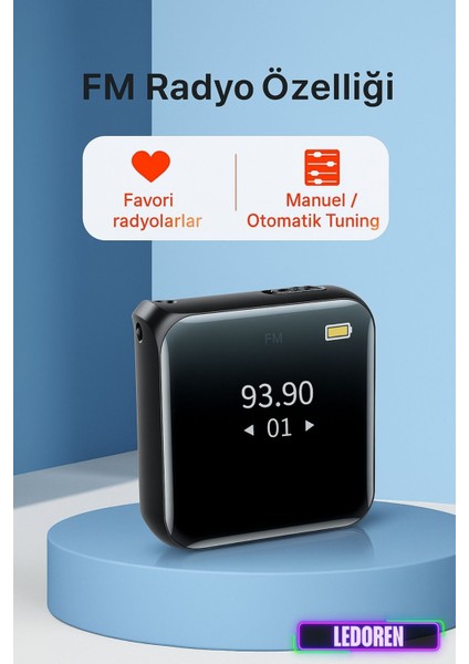 Jnn M30 1,44 Inç Hd Ekran Ses Kayıt Gürültü Azaltma Kontrolü Mp3, E-Kitap Oynatıcı, Fm Radyo